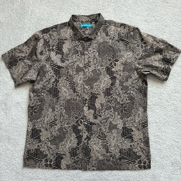Tori Richard Other - Tori Richard Men Chocolate Paisley Short Sleeve Shirt Sz XL
